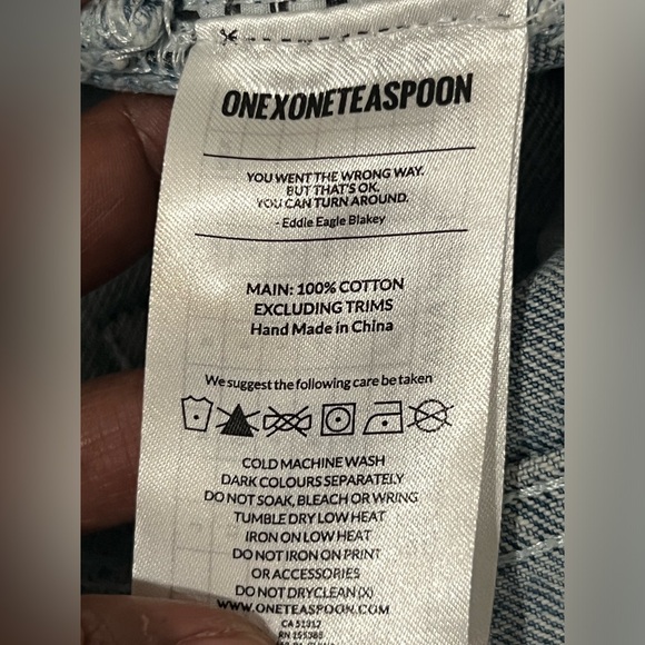 ONE X ONETEASPOON Hooligan Distressed Cropped Denim overalls size 25 - Picture 8 of 8